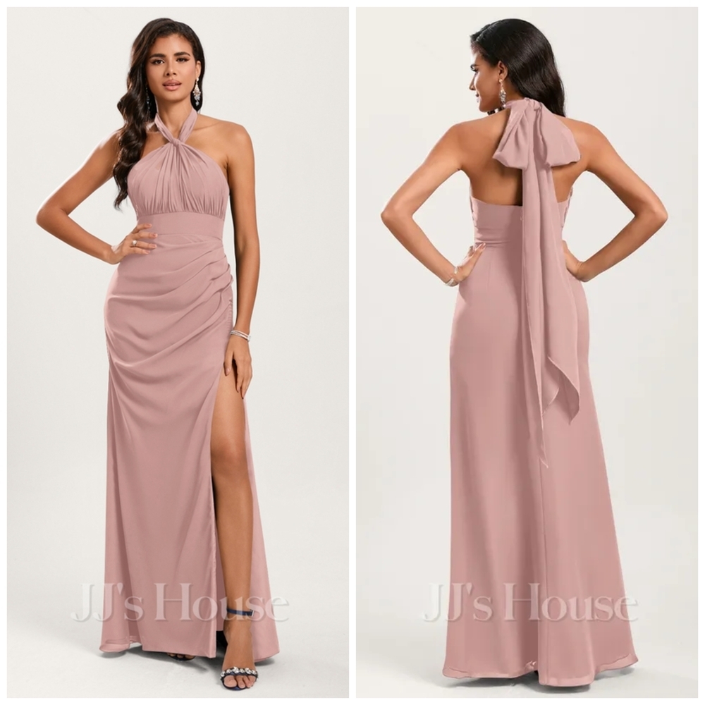 JJ's House Dusty Rose Convertible Mermaid Off Shoulder Chiffon Dress NWT Size 14 - Picture 3 of 14